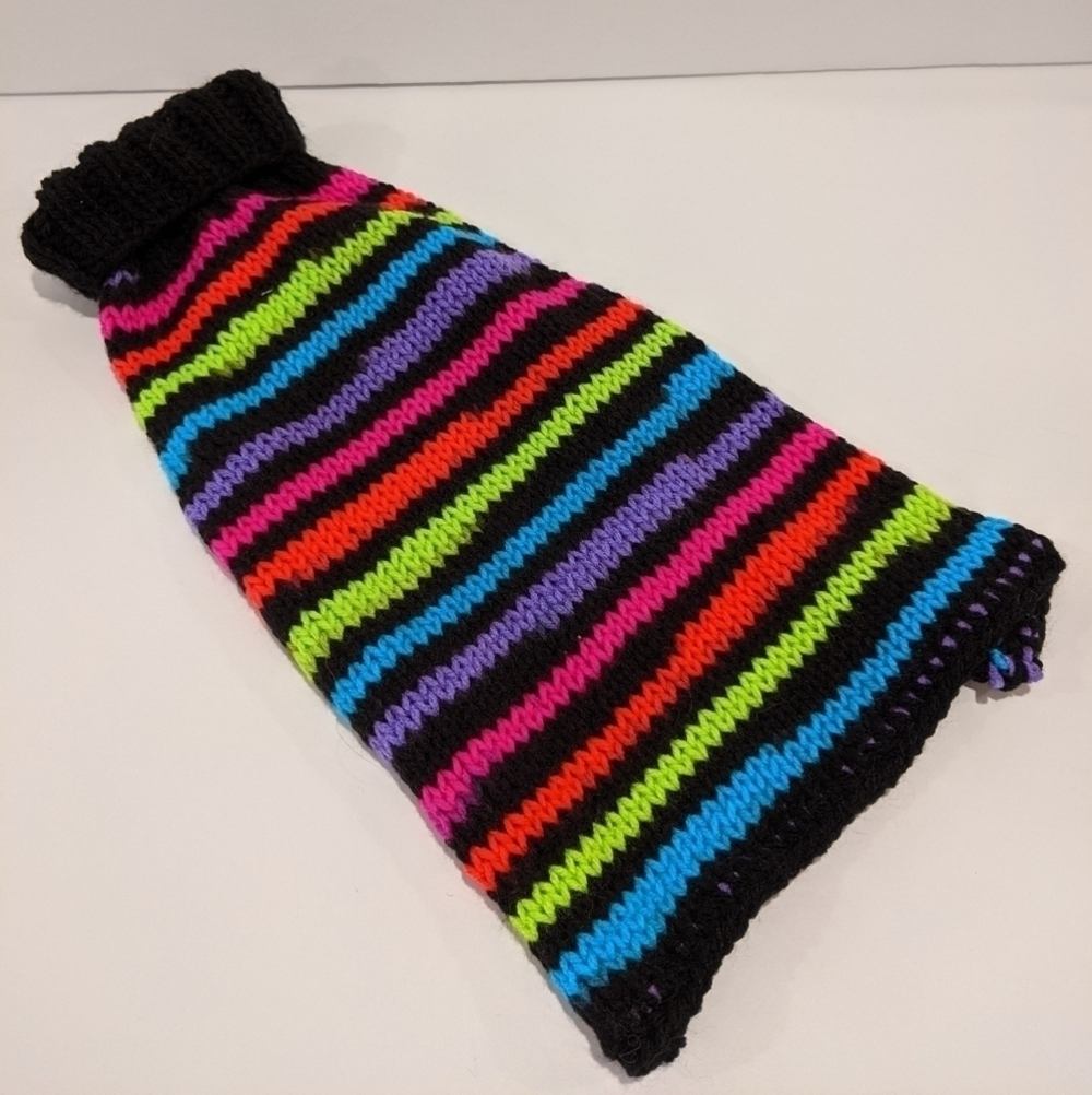 𝅺Handmade Rainbow Knit Dog Sweater Medium Multicolour
